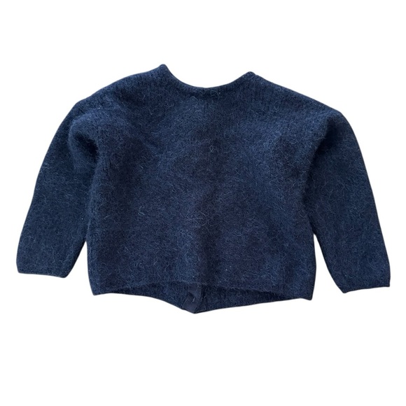 Petit Sezane Girls size 3 Navy Blue Mohair Alpaca Blend Cardigan Sweater Paris - Picture 2 of 6